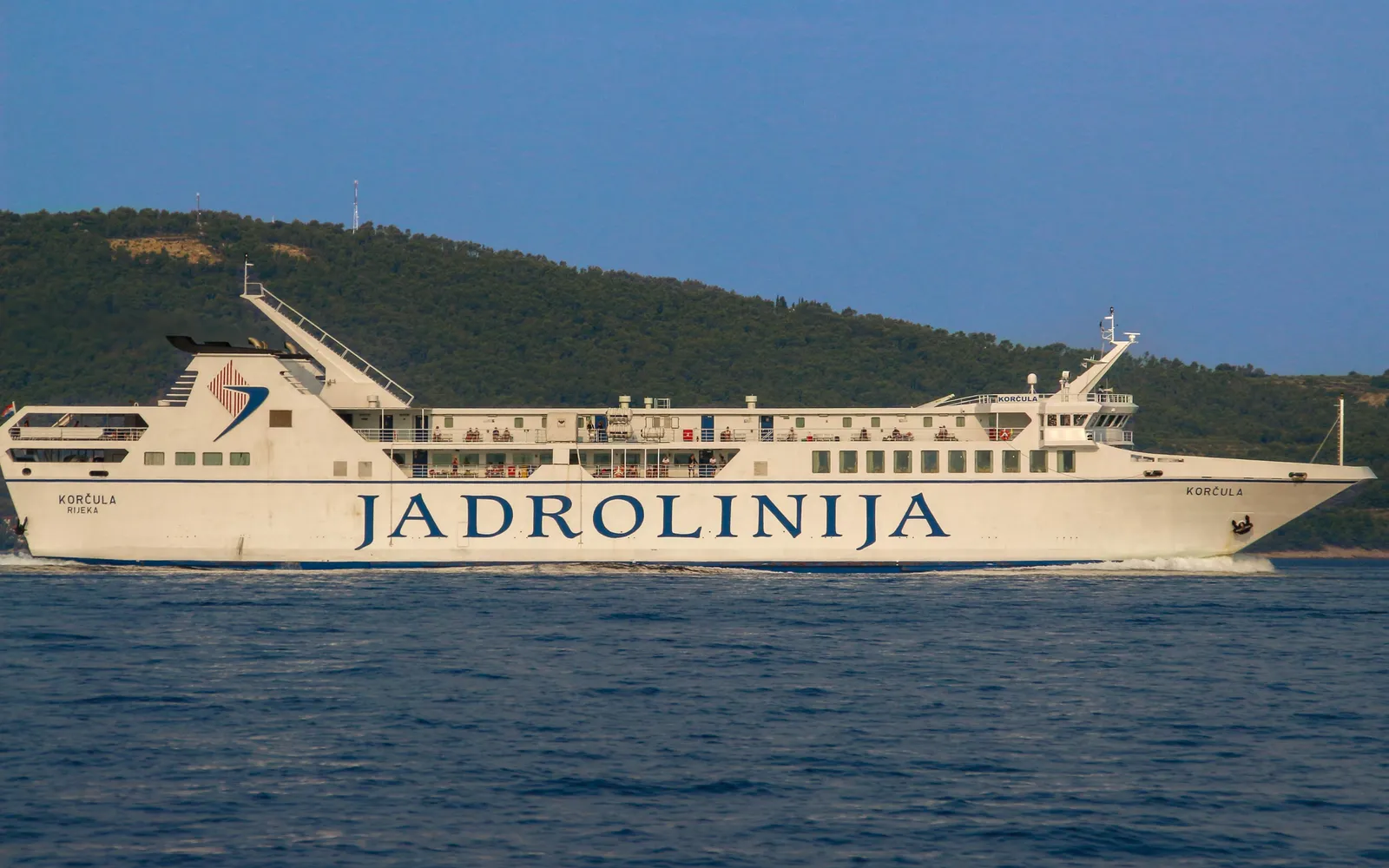 Jadrolinija car ferry crossing the Adriatic off the Croatian coast