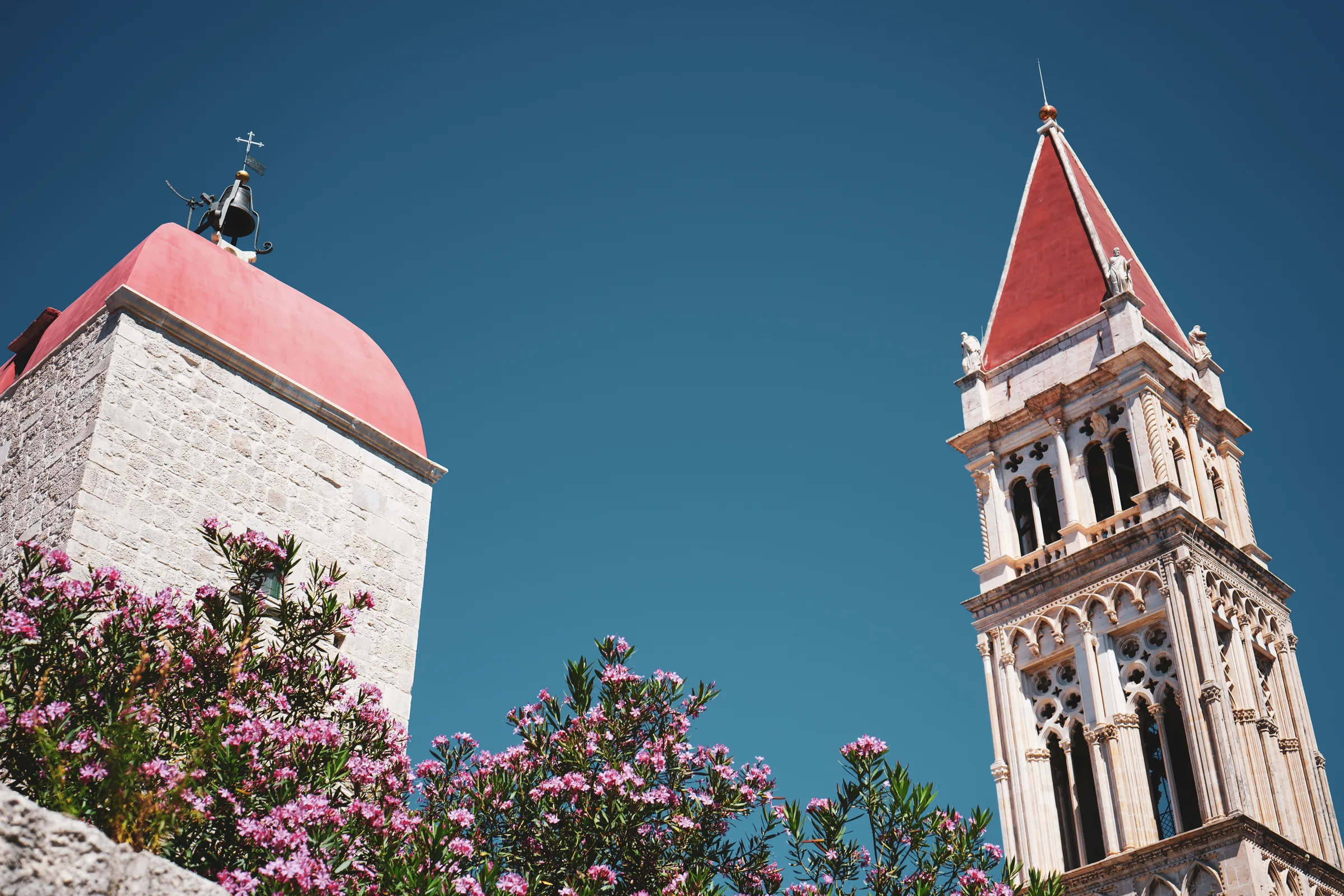 Trogir bell tower against a clear sky